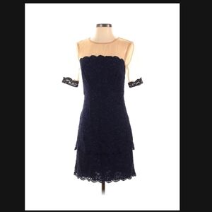 Cynthia Steffe Navy and Cream Lace Mini Dress